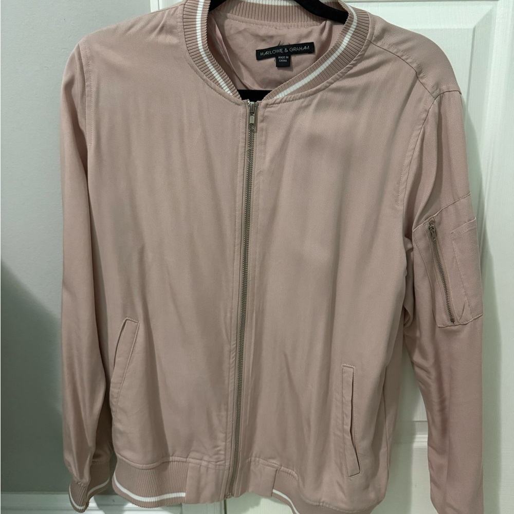Harlowe & Graham Blush Pink Bomber Jacket